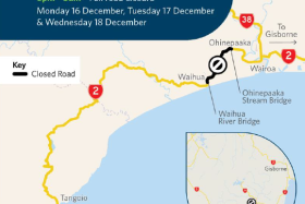 Stretch of SH2 south of Wairoa to close overnight next month for 3 nights