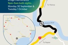 Overnight closures on SH2 at Waikare Gorge Bailey Bridge for essential maintenance