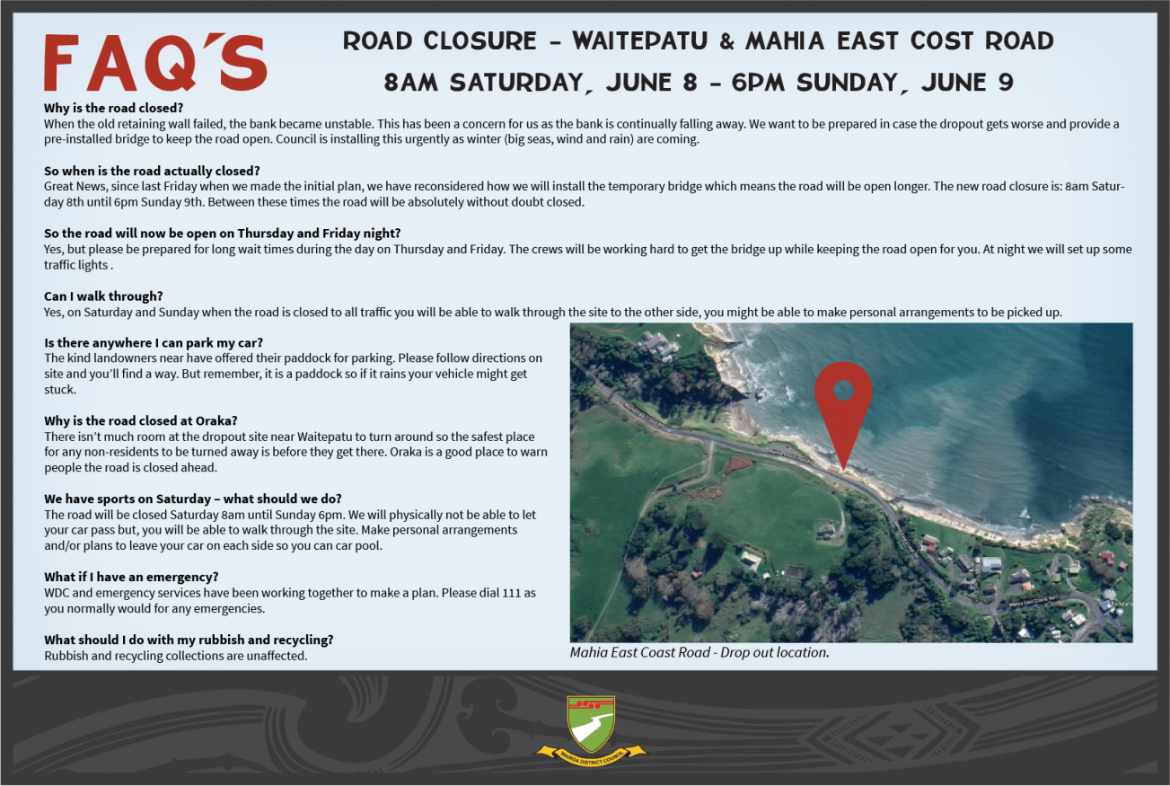 Mahia Road Closure June 2019 FAQ