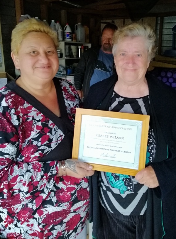 Lesley Wilson receives Certificate of Appreciation